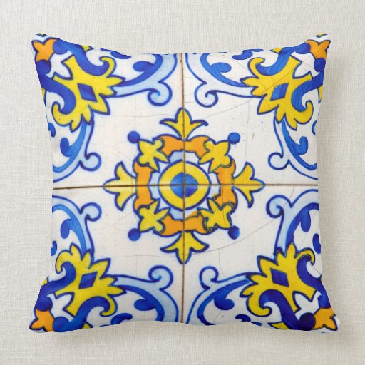 Traditional Portuguese Azulejo tile Throw Pillow Zazzle