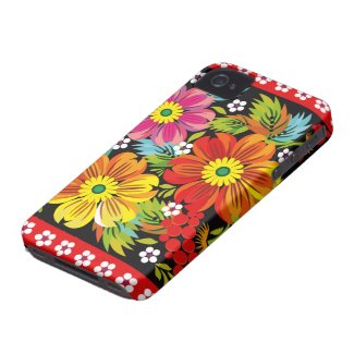 Traditional Russian Flowers Art iPhone Case Iphone 4 Cover