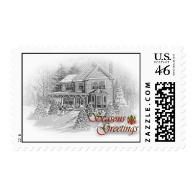 Traditional Seasons Greetings Stamp by crhennes