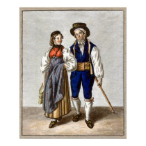 Traditional Swiss Couple from Oberhasli, Bern posters