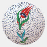 Traditional Tulip Pattern Round Stickers