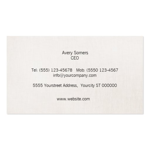 Traditional Vintage Style Classical Entrepreneur Business Cards (back side)