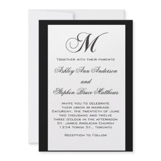 Traditional Wedding Invitation Monogram M White invitation