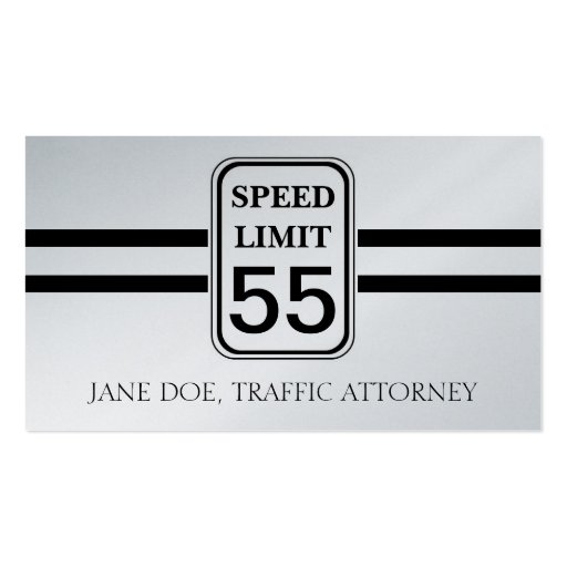 Traffic Attorney Lawyer Law Speed Limit Sign Business Card Templates (front side)