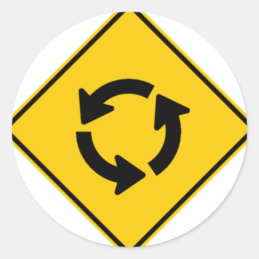 Traffic Circle Highway Sign Round Sticker Zazzle