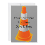 Traffic Cone with Grey Stripes Personalized Invitations