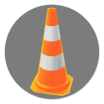 Traffic Cone with Grey Stripes Round Stickers