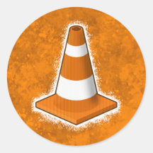 Traffic Safety Cone Splatter Round Stickers