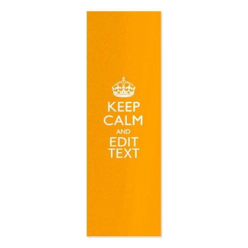 Traffic Yellow Background Keep Calm And Your Text Business Card Templates (front side)
