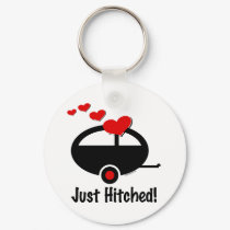 Trailer Just Hitched keychains