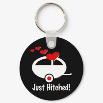 Trailer Just Hitched keychains