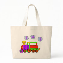 train 1st birthday canvas bags