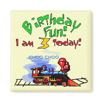 Train 3rd Birthday Tshirts and Gifts magnets by kids_birthdays Train 3rd Birthday Tshirts and Gifts magnets