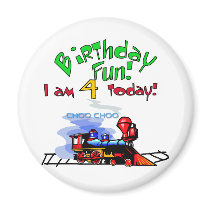 Train 4th Birthday Tshirts and Gifts magnets