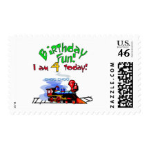 Train 4th Birthday Tshirts and Gifts Postage Stamps