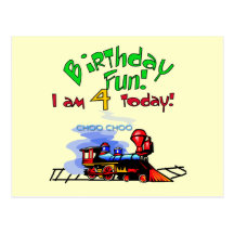 Train 4th Birthday Tshirts and Gifts Postcard