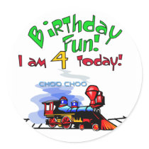 Train 4th Birthday Tshirts and Gifts stickers by kids_birthdays Train 4th Birthday Tshirts and Gifts stickers