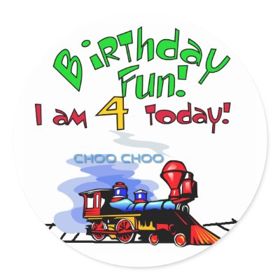 Train 4th Birthday Tshirts and Gifts Stickers by kids_birthdays