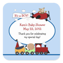 TRAIN AND AIRPLANE SQUARE Favor Sticker
