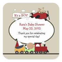 TRAIN AND AIRPLANE SQUARE Favor Sticker