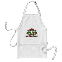 Train Auto Carrier Car Railroad Aprons by art1st Train Auto Carrier Car Railroad Aprons