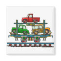 Train Auto Carrier Car Railroad Magnets by art1st Train Auto Carrier Car Railroad Magnets