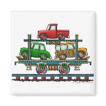 Train Auto Carrier Car Railroad Magnets by art1st Train Auto Carrier Car Railroad Magnets