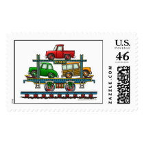 Train Auto Carrier Car Railroad Stamps by art1st Train Auto Carrier Car Railroad Stamps