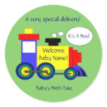 Train Birth Announcement Sticker