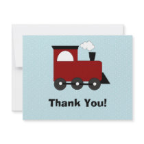 Train Birthday Party Invitation Thank You Card