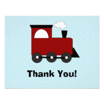 Train Birthday Party Invitation Thank You Card