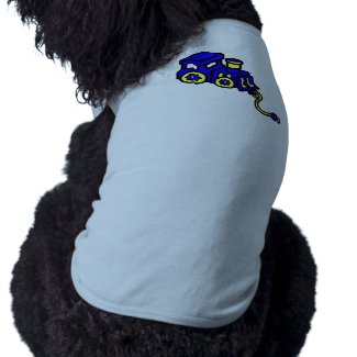 train blue doggie tee shirt