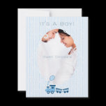 Train Blue White Stripes  Photo Baby Boy Shower