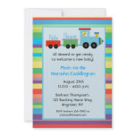 Train, Bold Stripes Baby Shower Invitation