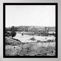 Train Bridge and Iron Works near Richmond, VA 1865 Print
