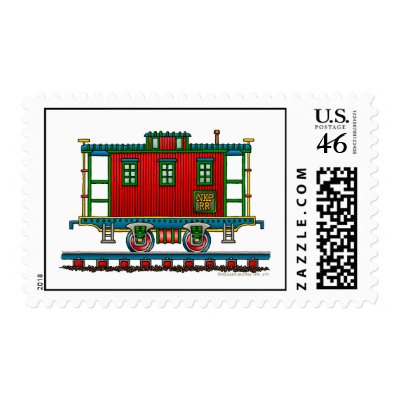 Train Caboose Car Railroad Stamps by art1st