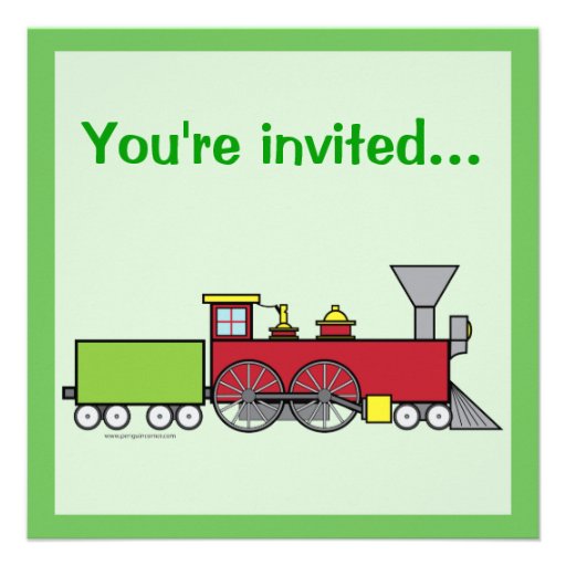 Train Coloring Birthday Party invitation