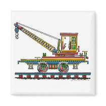 Train Crane Car Maintenance Car Magnets by art1st Train Crane Car Maintenance Car Magnets