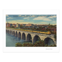 Train- Crossing Stone Arch Bridge Postcards
