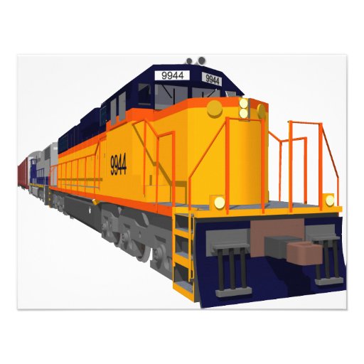 Train Engine: Classic Color Scheme: Personalized Invite