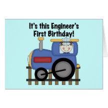Train Engineer 1st Birthday Tshirts and gifts Greeting Card