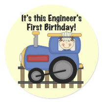 Train Engineer 1st Birthday Tshirts and gifts Round Stickers
