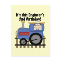 Train Engineer 2nd Birthday Tshirts and Gifts postcards