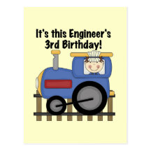Train Engineer 3rd Birthday Tshirts and Gifts Postcards