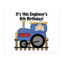 Train Engineer 6th Birthday Tshirts and Gifts Postcards