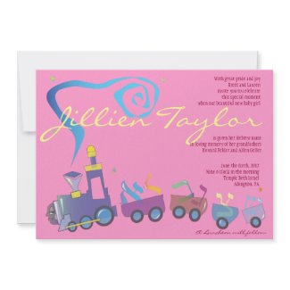 Train Jewish Baby Naming Invitation Hebrew Girl invitation