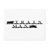 Train man model railroading post card
