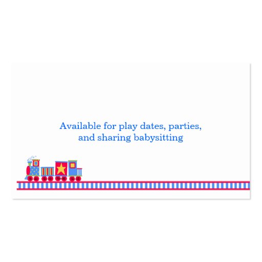 Train Mommy Play Date Card Business Card Templates (back side)