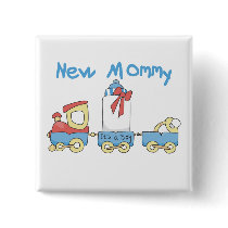 Train New Mommy of Boy tshirts and Gifts Pinback Buttons
