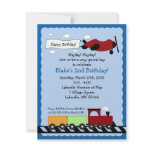 Train &amp; Plane 4x5 cute boy birthday invitation